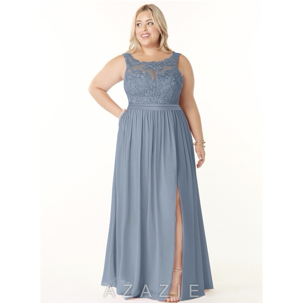 Azazie Dress Size 22 Plus Size Pockets Leg Slit Chiffon Wedding Guest Bridesmaid